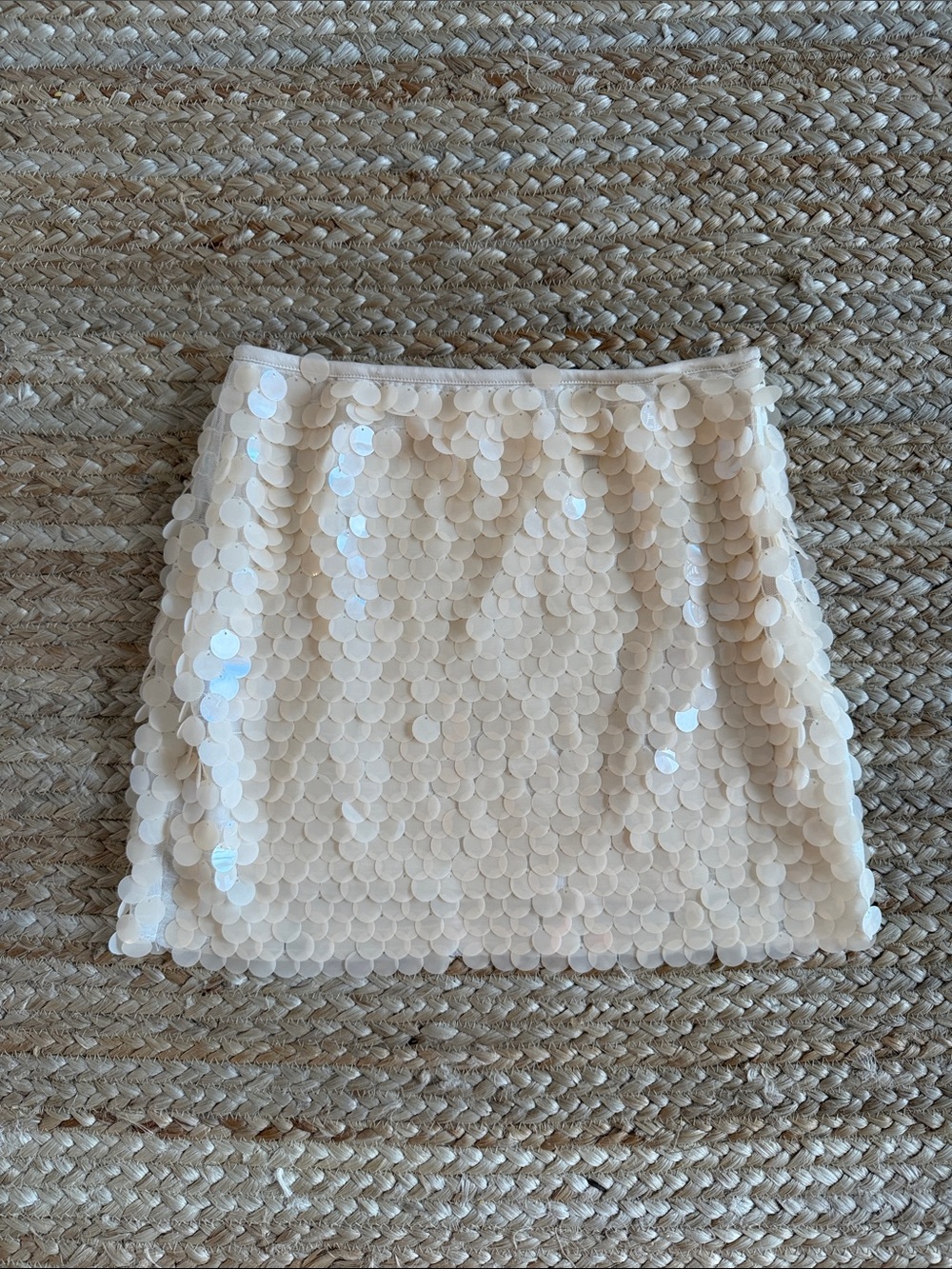 Ivory paillette sequin mini skirt